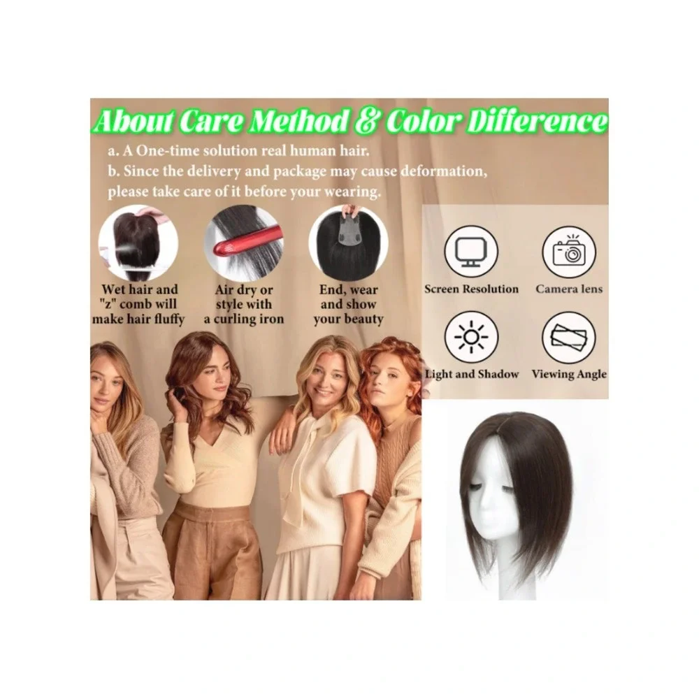 Real Human Hair Topper Medium Brown 5.5x3.5 Base Biological Scalp Hairpiece